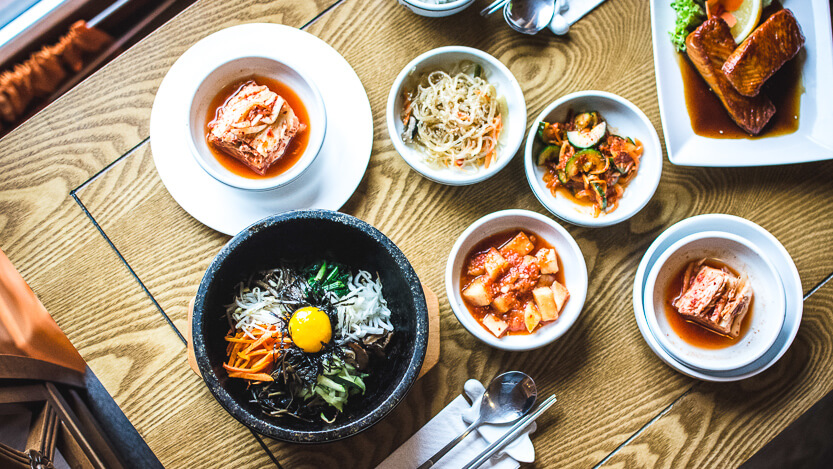 Korean food kimchi & bibimbap
