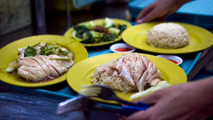 Hainanese chicken rice at hawker centre